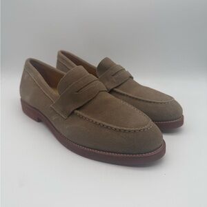 BRAND NEW Mercanti Fiorentini Tan Suede Penny Loafers Slip On Shoes